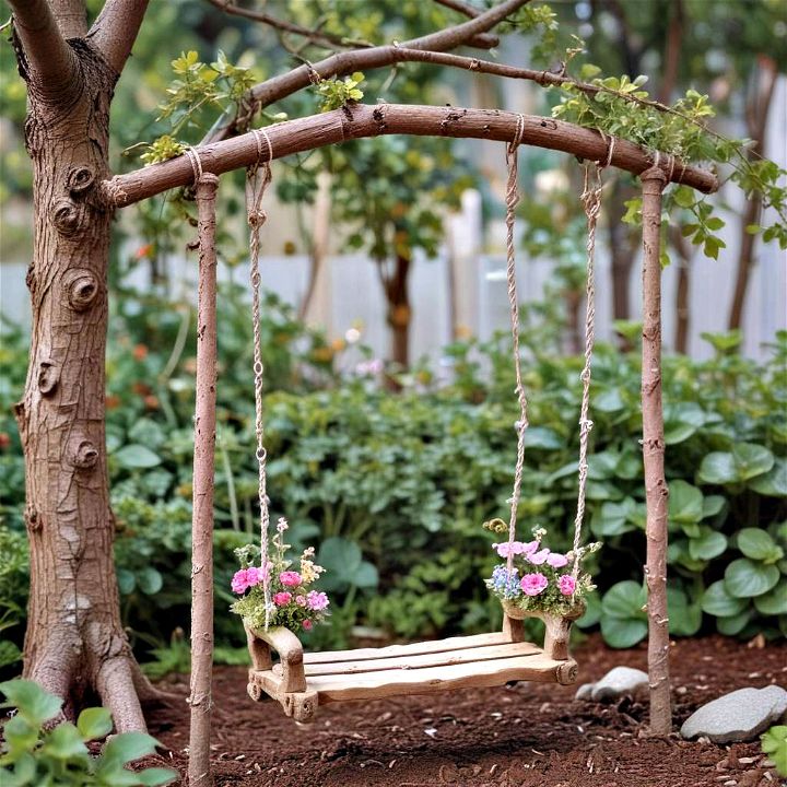 whimsical fairy garden swing