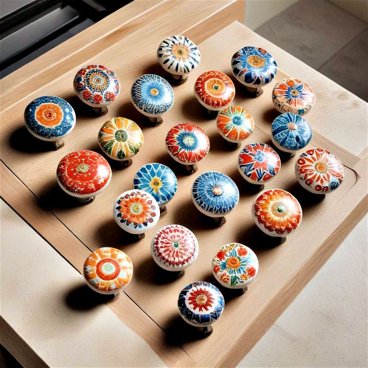 wonderful ceramic pulls with hand painted designs