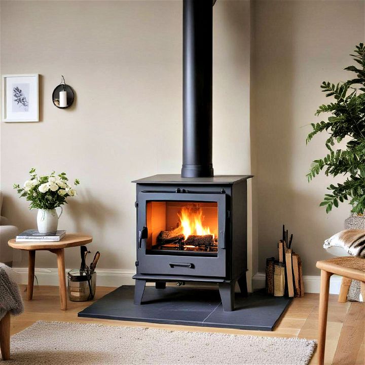 wood burning stove with a modern makeover
