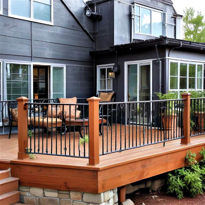 wrought iron deck railing for modern and traditional homes