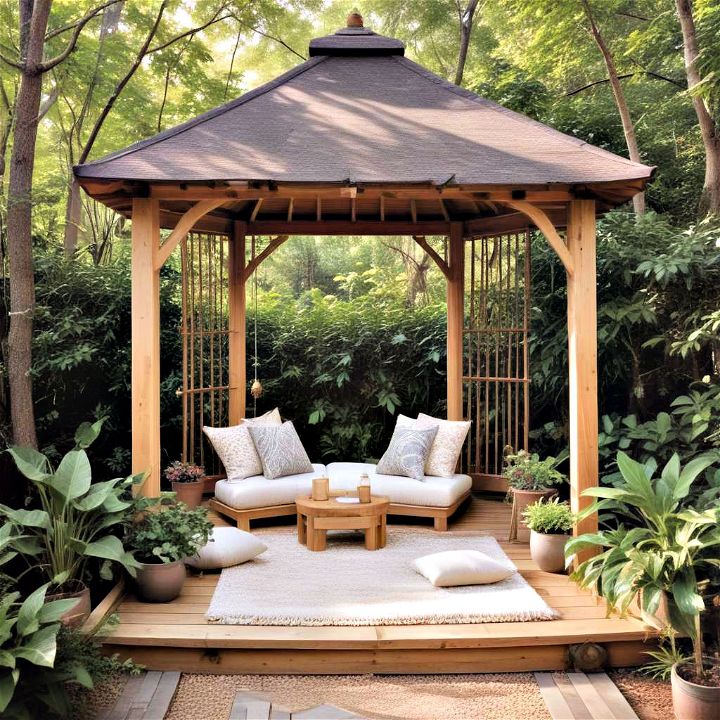 zen meditation gazebo on deck