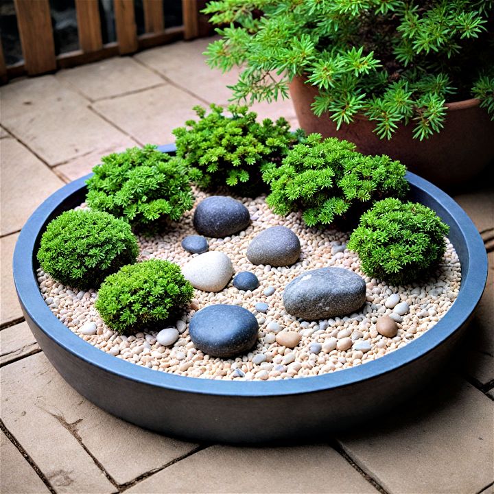 zen rock garden in a container