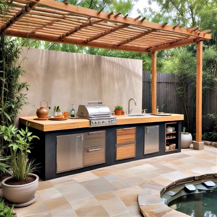 zen sanctuary outdoor kitchen