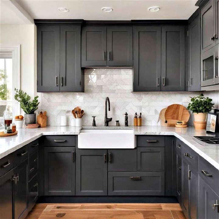 Charcoal color cabinets for versatility