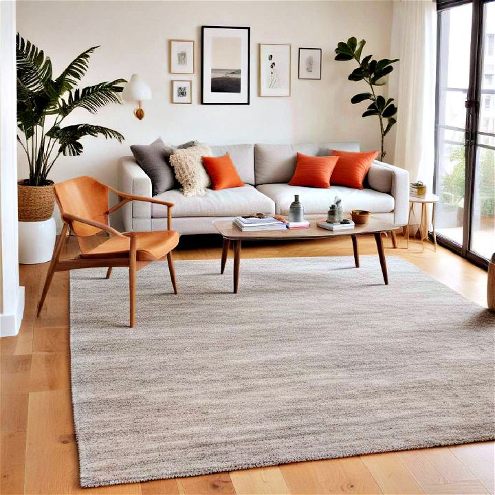 Create zones with rugs for open plan apartment