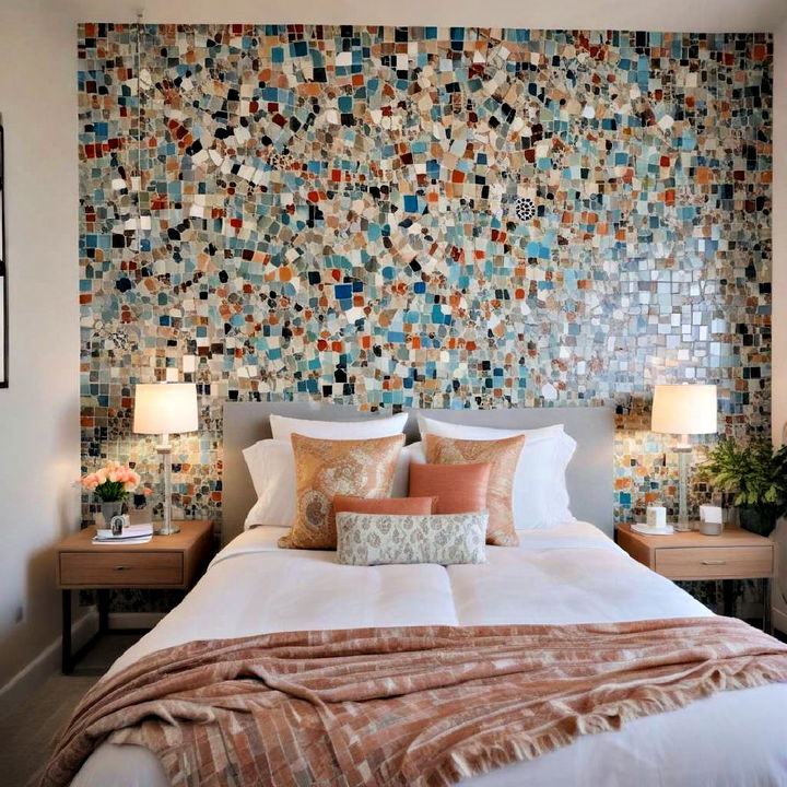 Mosaic Tile accent wall for bedroom