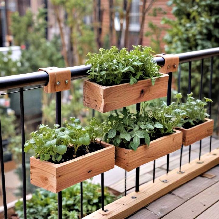 Rail Mounted Herb Planters to add greenery