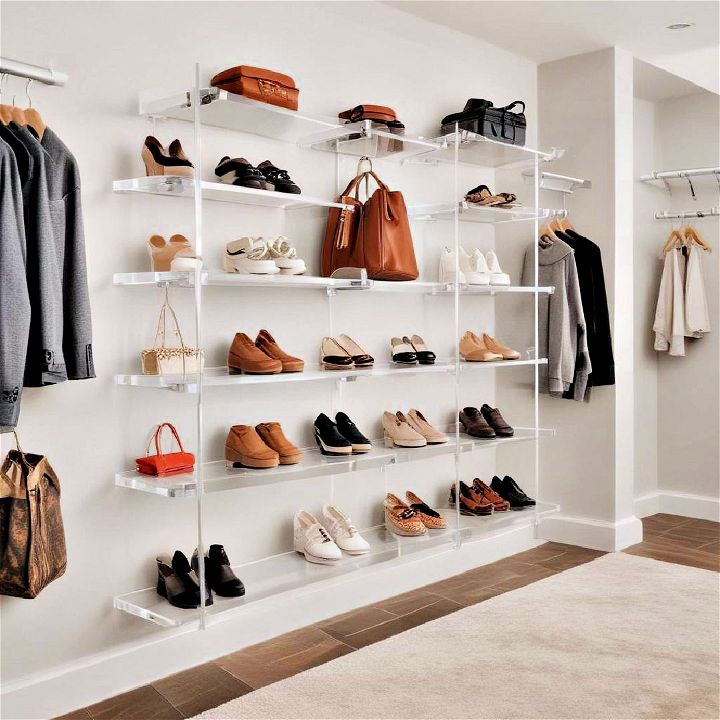 acrylic floating shelves for open closet