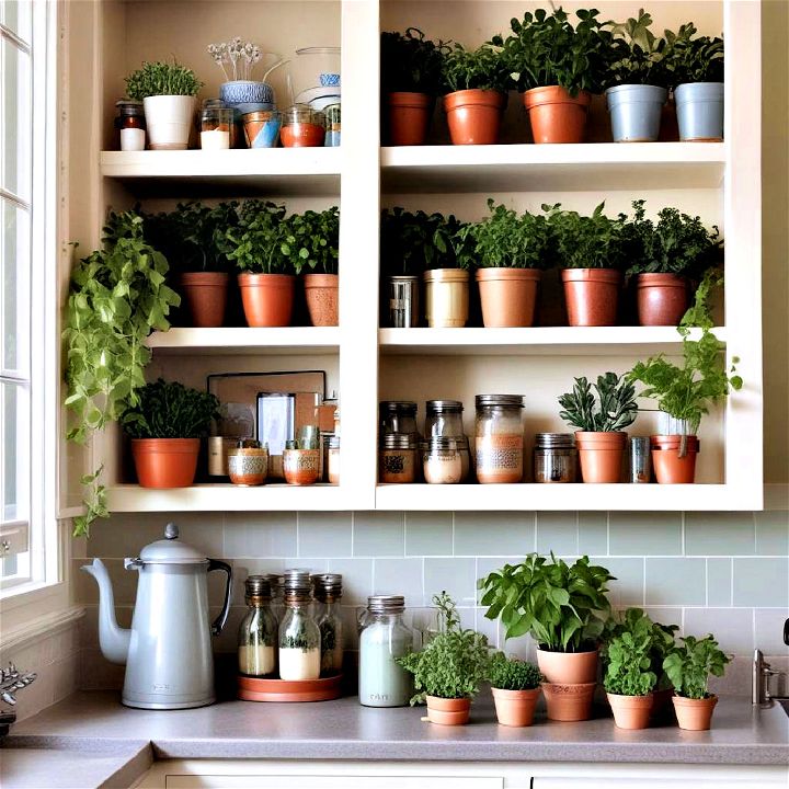 add indoor plants to brighten up a small kitchen
