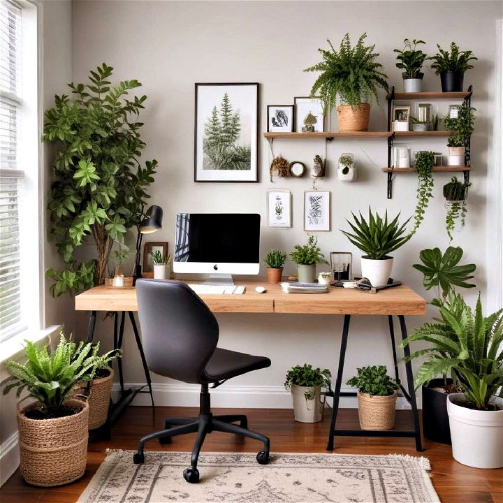 add plants to refresh your home office space