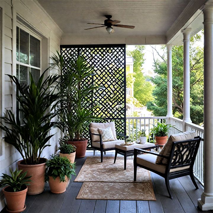 add privacy and style to front porch with elegant screens