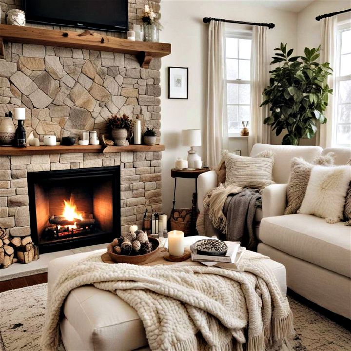 add textured throws pillows to enhance coziness and comfort