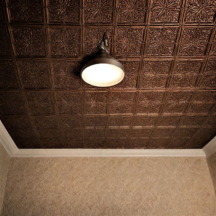 affordable faux tin tile bathroom ceiling
