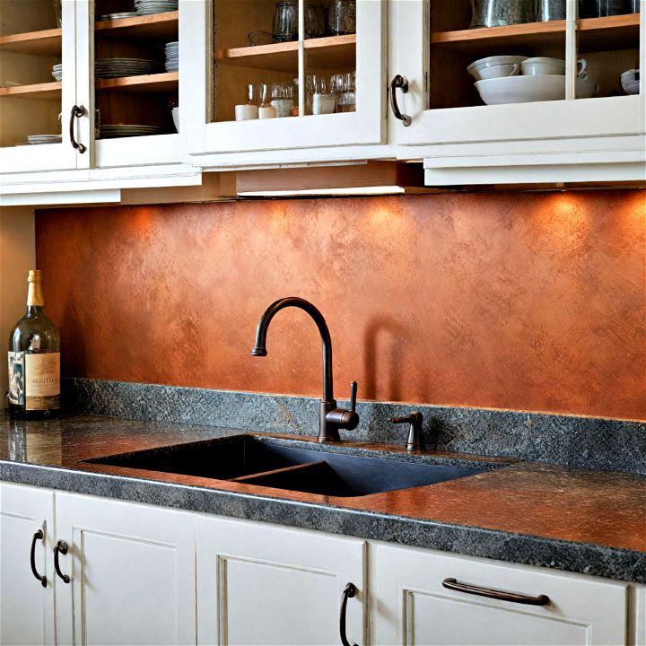 aged copper sheets for your kitchen backdrop