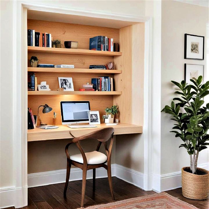 alcove desk into a recessed space in your wall
