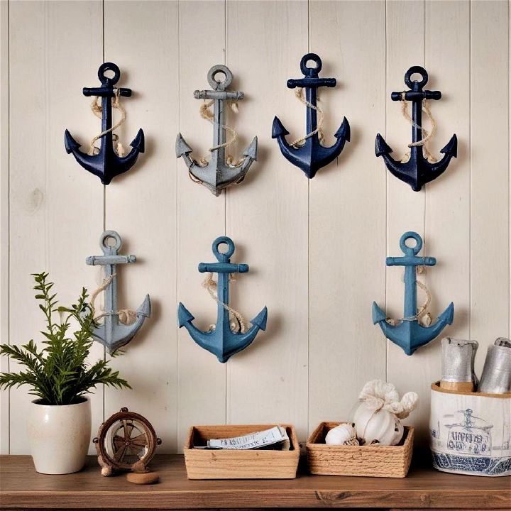 anchor wall hooks for coastal living room