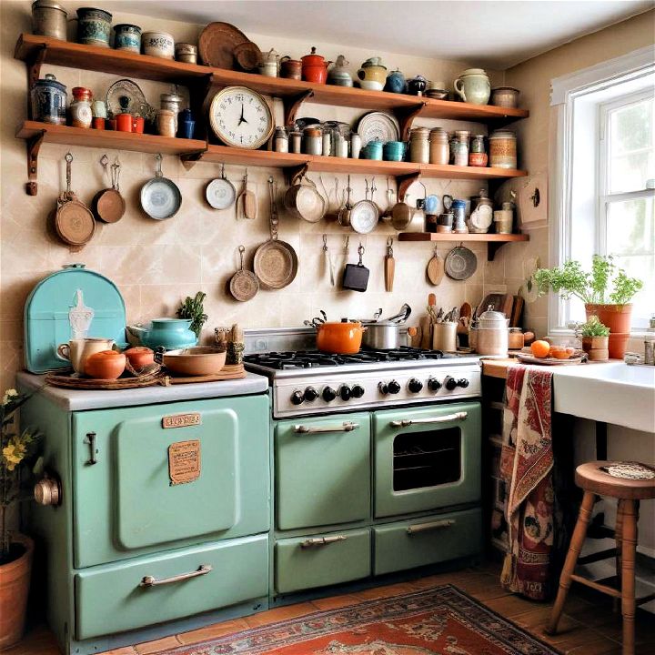 antique finds to create an eclectic boho kitchen