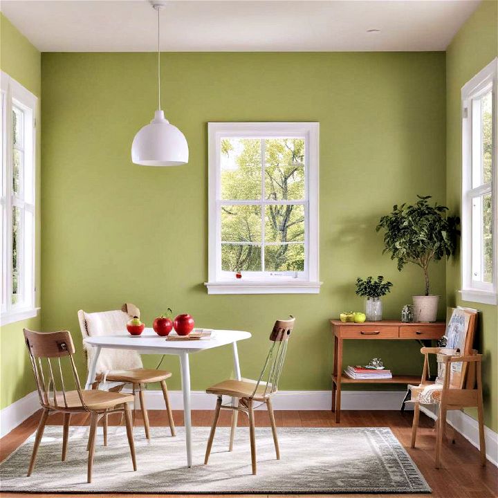 apple orchard green accent wall