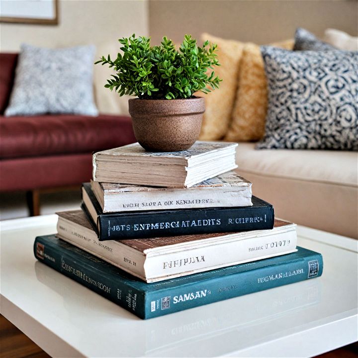 art books arrangement to add a visual statement to your coffee table