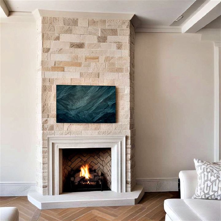 art deco stone fireplace