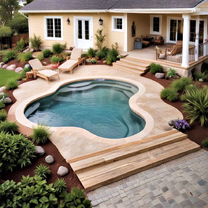 backyard beach entry pool deck