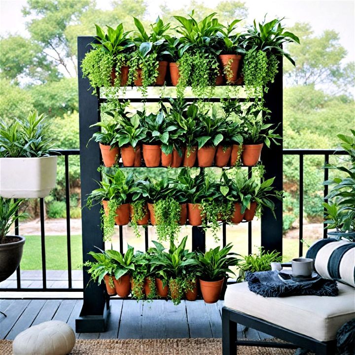 balcony with a hanging plant wall