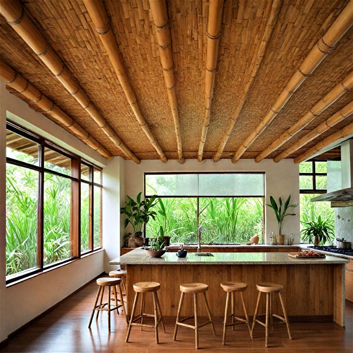 bamboo ceiling beams to add a tropical flair