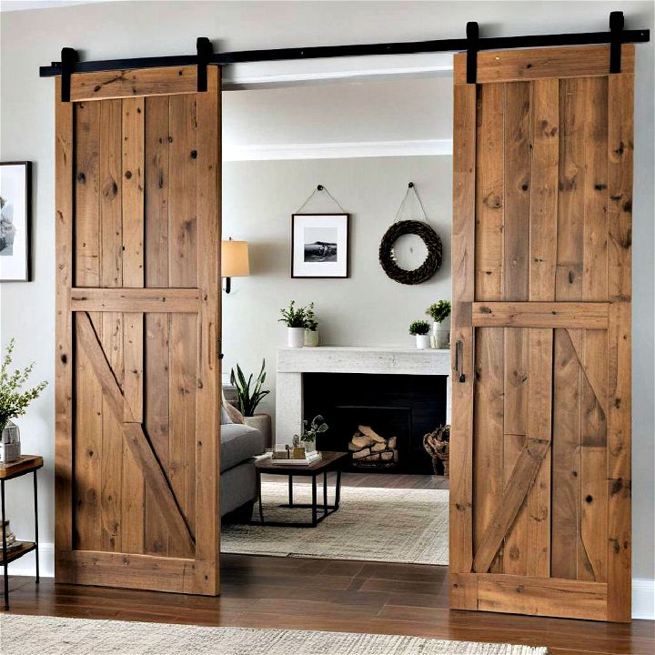 barn door room dividers to add a warm earthy element to your space