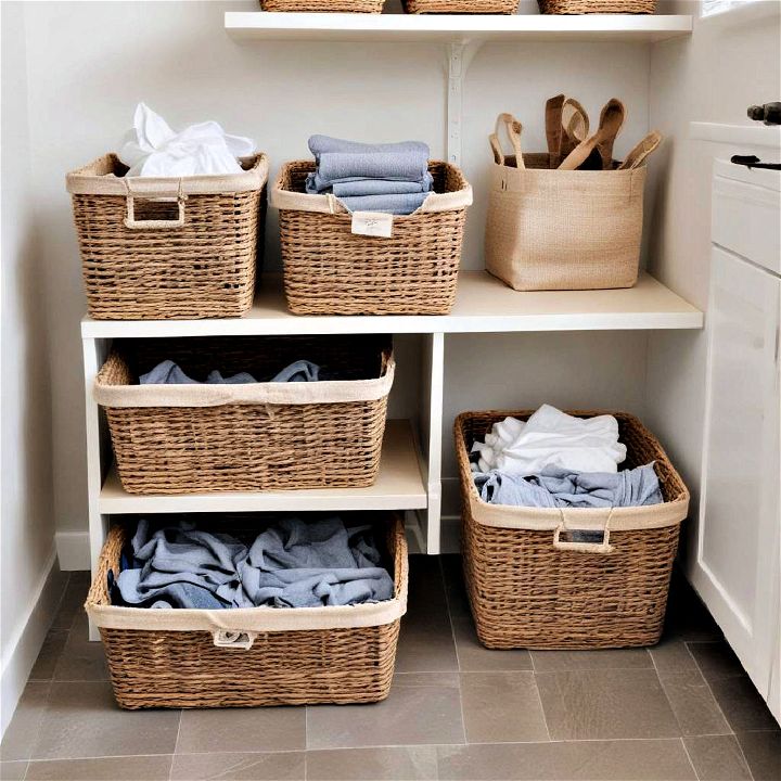 basement baskets for sorting laundry