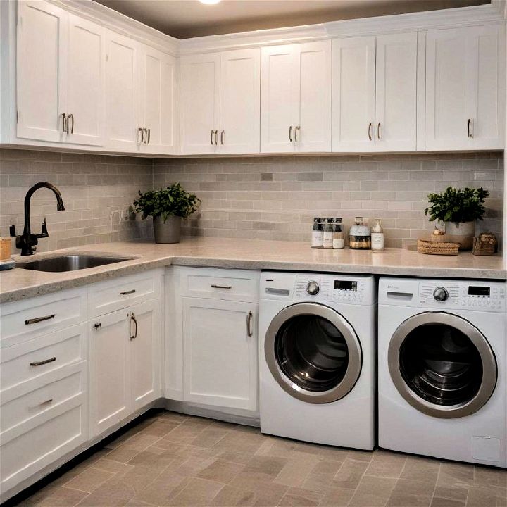 basement laundry countertops over appliances