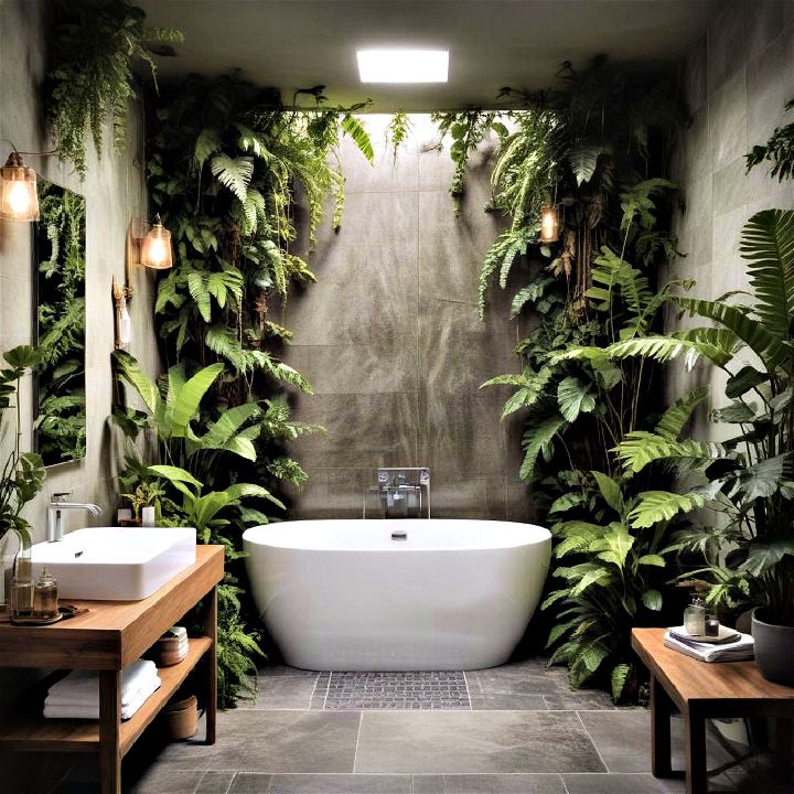 bathroom into a lush rainforest with humidity loving plant