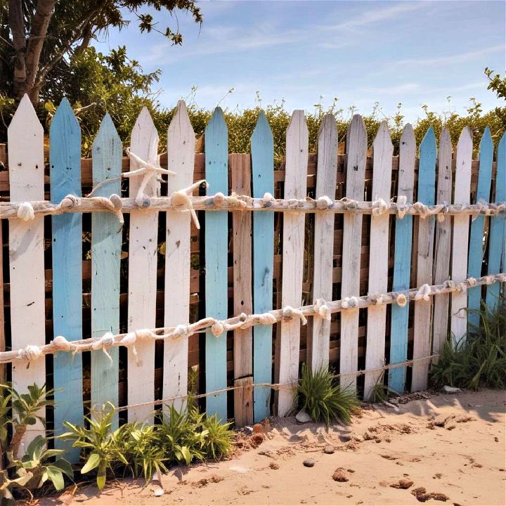 beach themed pallet fence