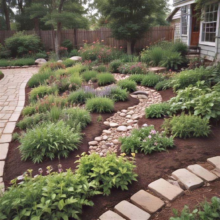 beautiful rain garden ecosystem