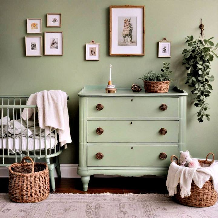 beautiful vintage vibes with sage green furniture