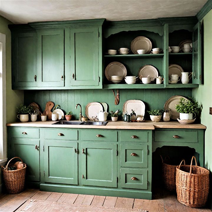 beautiful willow green country cabinets
