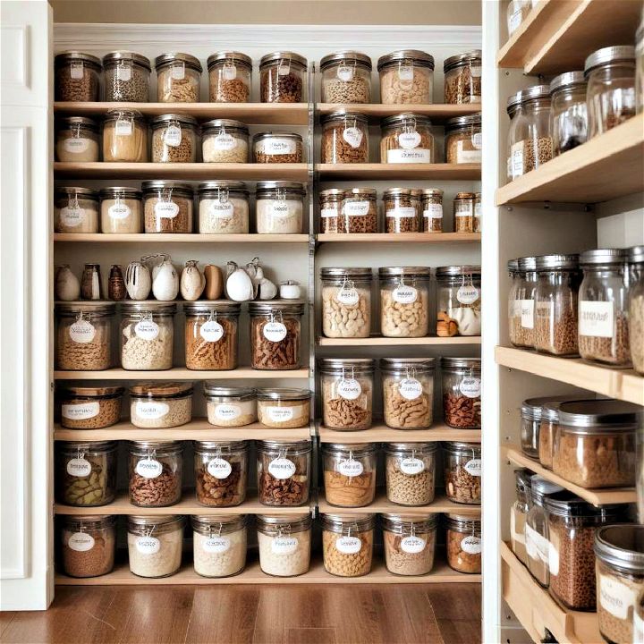 beautifully labeled pantry jars and containers