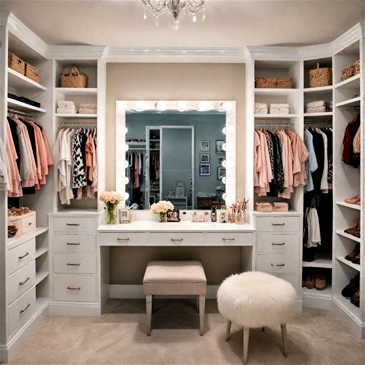 bedroom with a glamorous dressing room