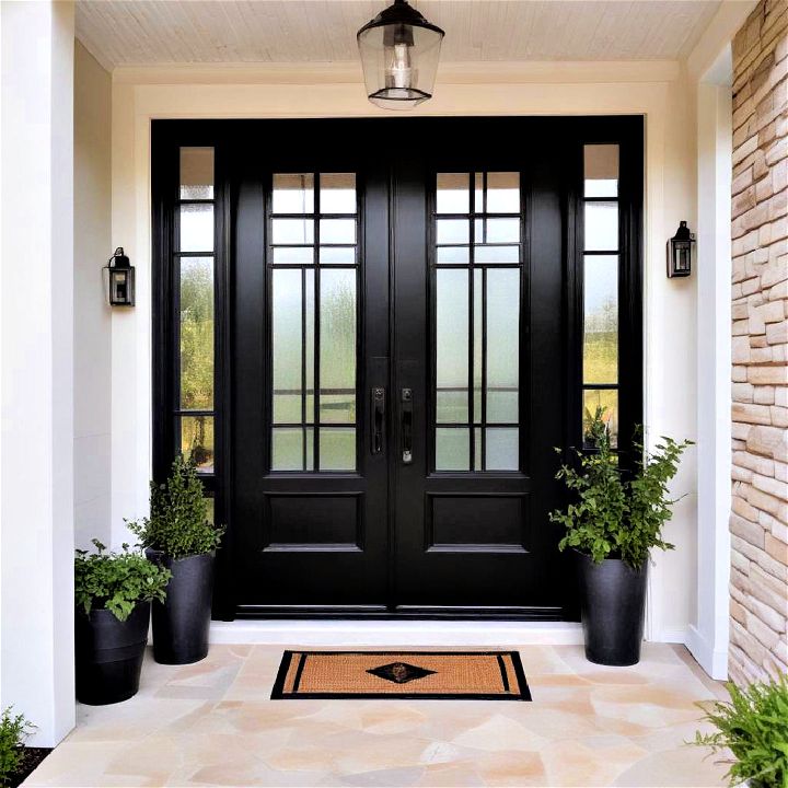 black door with a half glass design