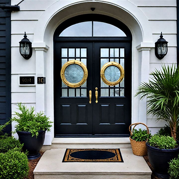 black door with nautical themed accents