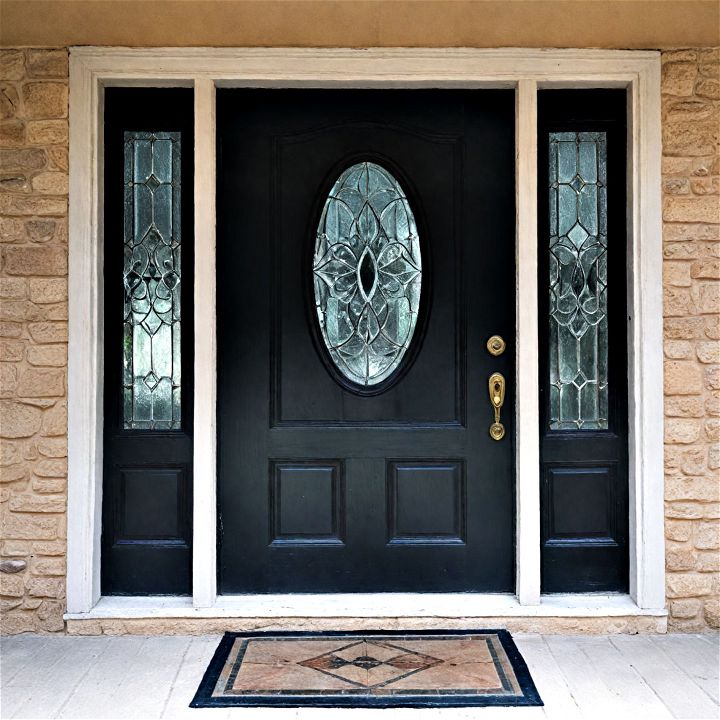 black door with stylishly embedded windows