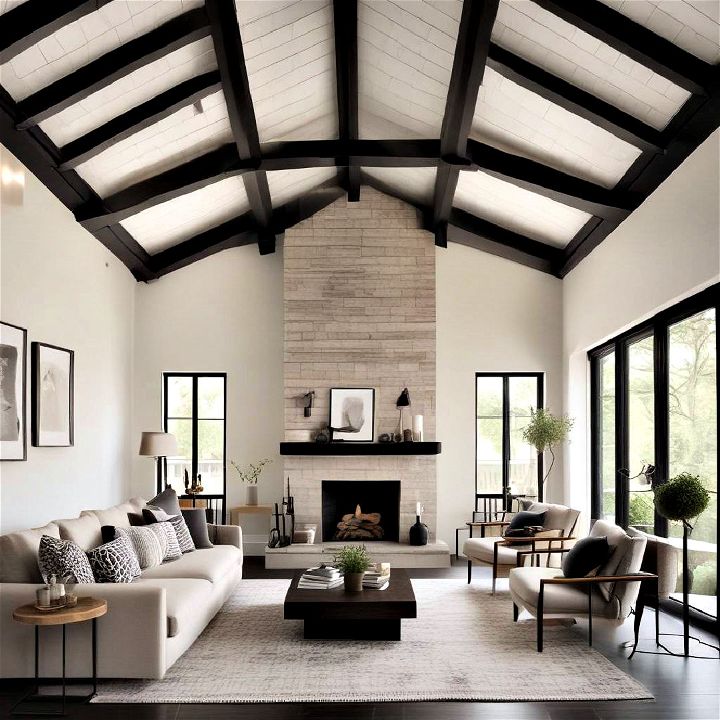 black matte ceiling beams for a modern look