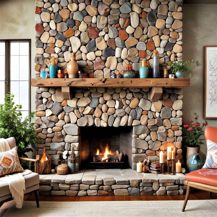 bohemian bliss stone fireplace