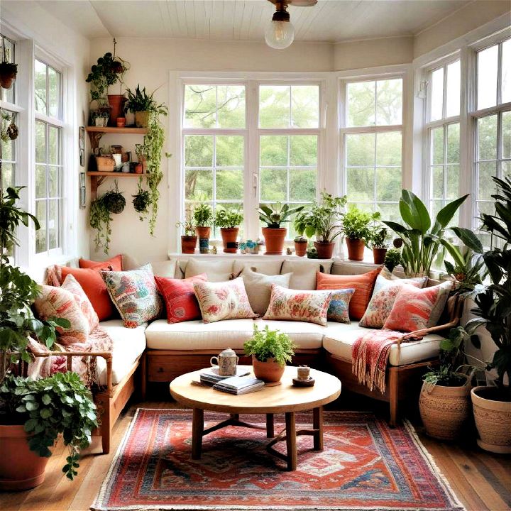 bohemian chic style in your sunroom