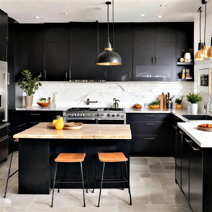 bold black kitchen cabinets