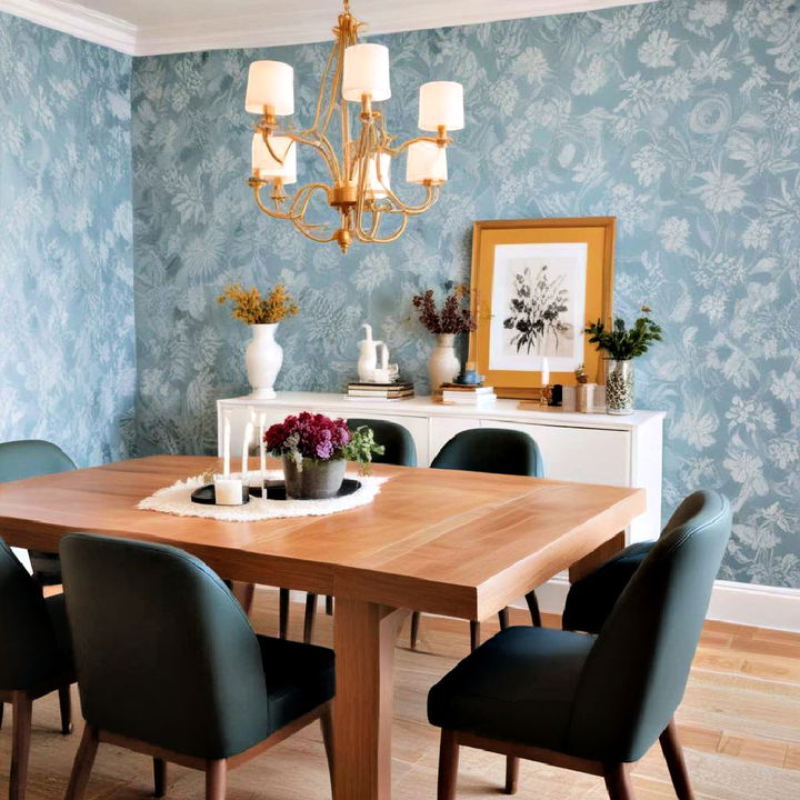 bold wallpaper design for dining room wall