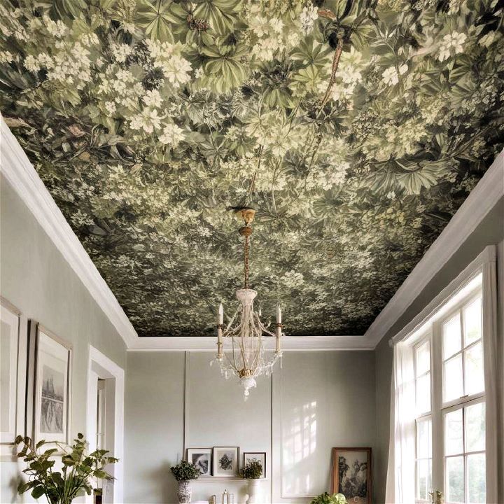 botanical canopy ceiling wallpaper