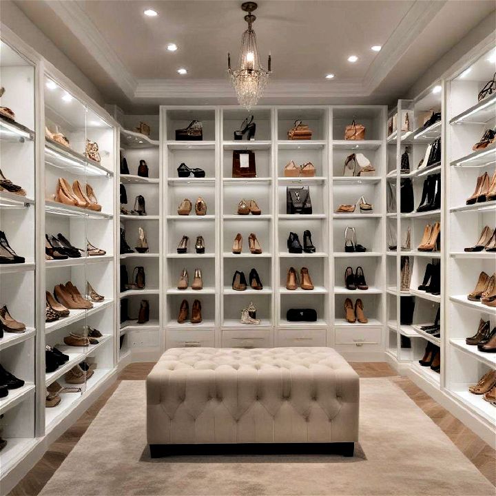 boutique style display cases for walk in closet