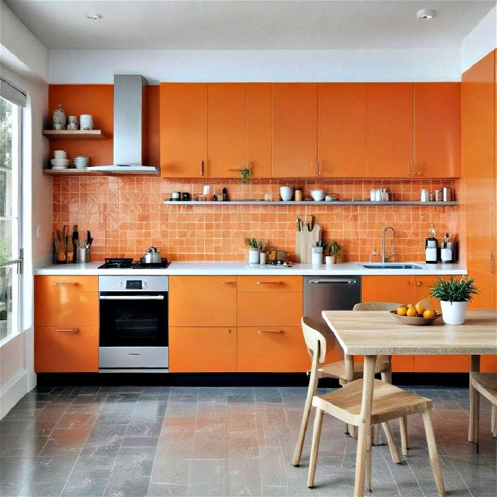 bright tangerine orange color cabinets