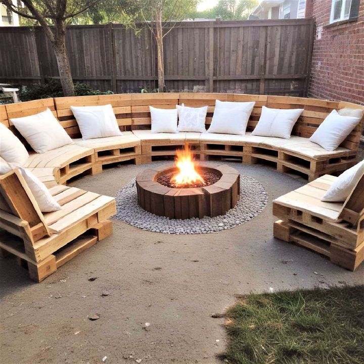 budget friendly pallet seating for fire pit area
