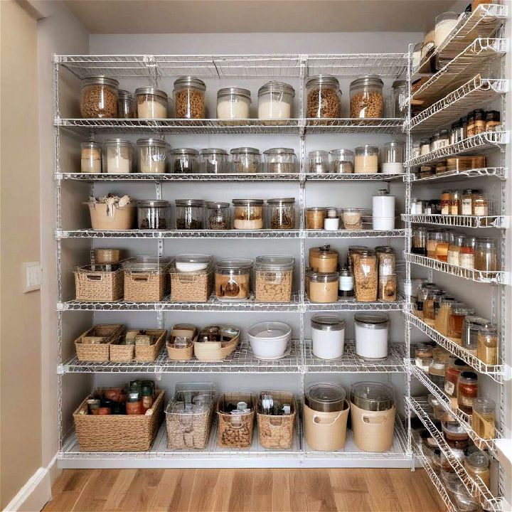 budget friendly pantry with wire shelving